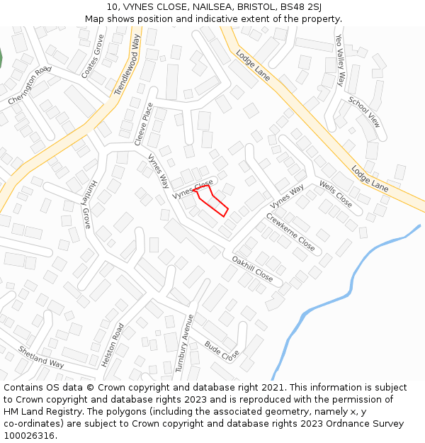 10, VYNES CLOSE, NAILSEA, BRISTOL, BS48 2SJ: Location map and indicative extent of plot