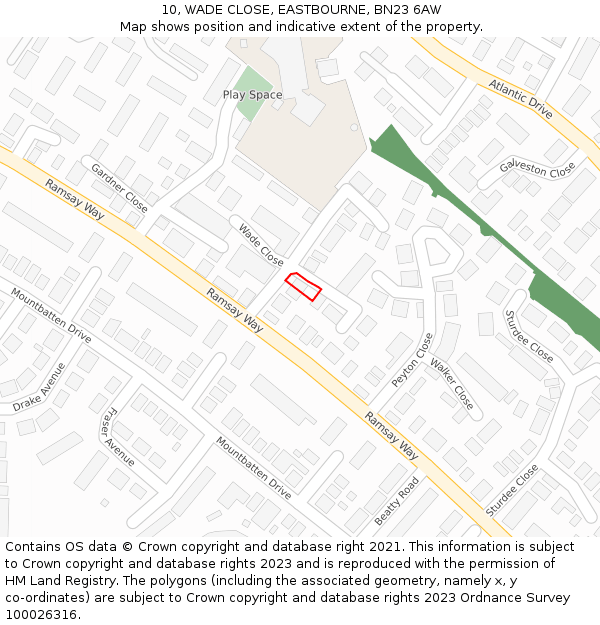 10, WADE CLOSE, EASTBOURNE, BN23 6AW: Location map and indicative extent of plot