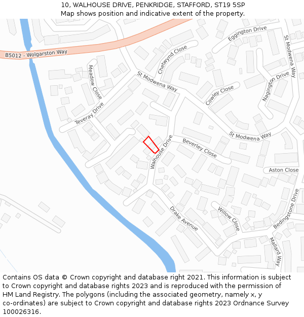 10, WALHOUSE DRIVE, PENKRIDGE, STAFFORD, ST19 5SP: Location map and indicative extent of plot