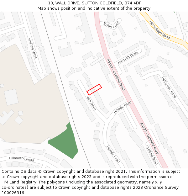 10, WALL DRIVE, SUTTON COLDFIELD, B74 4DF: Location map and indicative extent of plot