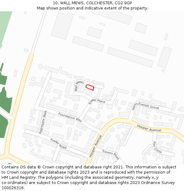 10, WALL MEWS, COLCHESTER, CO2 9GP: Location map and indicative extent of plot