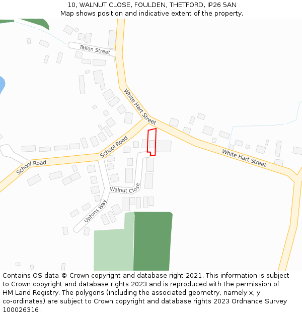 10, WALNUT CLOSE, FOULDEN, THETFORD, IP26 5AN: Location map and indicative extent of plot