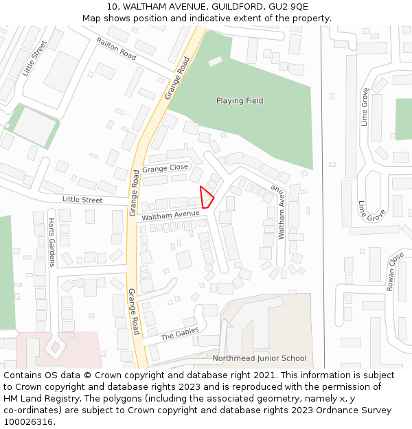 10, WALTHAM AVENUE, GUILDFORD, GU2 9QE: Location map and indicative extent of plot