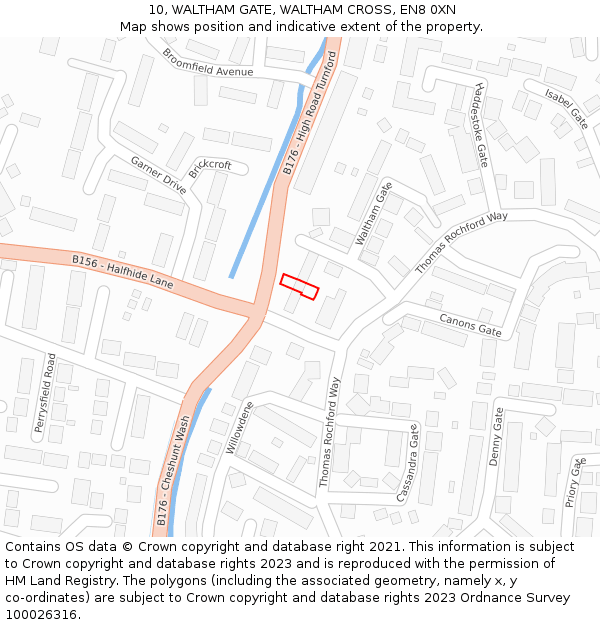 10, WALTHAM GATE, WALTHAM CROSS, EN8 0XN: Location map and indicative extent of plot