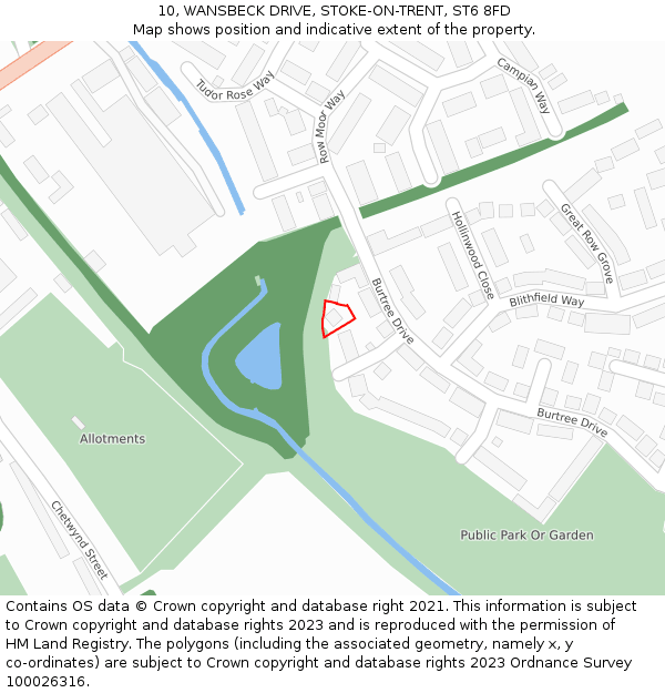 10, WANSBECK DRIVE, STOKE-ON-TRENT, ST6 8FD: Location map and indicative extent of plot