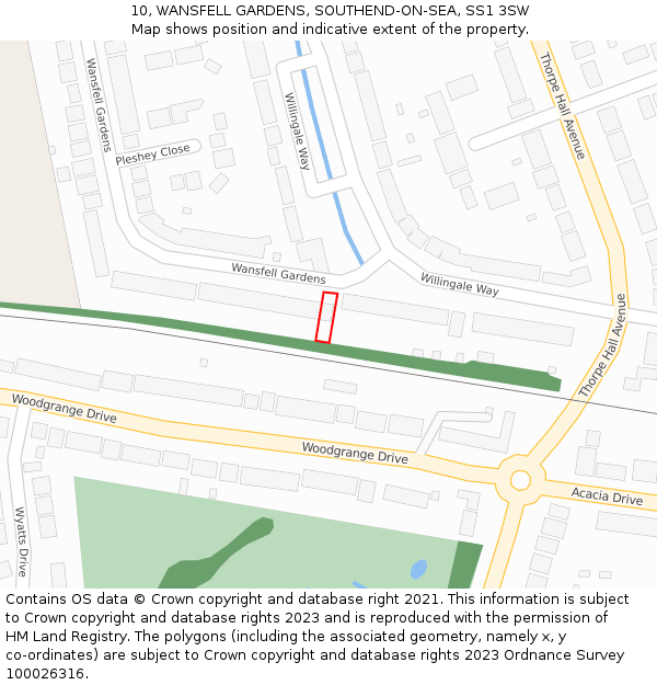 10, WANSFELL GARDENS, SOUTHEND-ON-SEA, SS1 3SW: Location map and indicative extent of plot