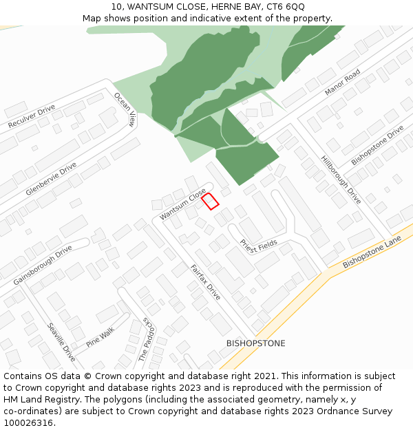 10, WANTSUM CLOSE, HERNE BAY, CT6 6QQ: Location map and indicative extent of plot