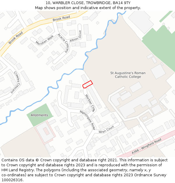 10, WARBLER CLOSE, TROWBRIDGE, BA14 9TY: Location map and indicative extent of plot