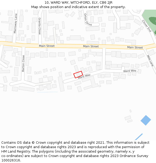 10, WARD WAY, WITCHFORD, ELY, CB6 2JR: Location map and indicative extent of plot