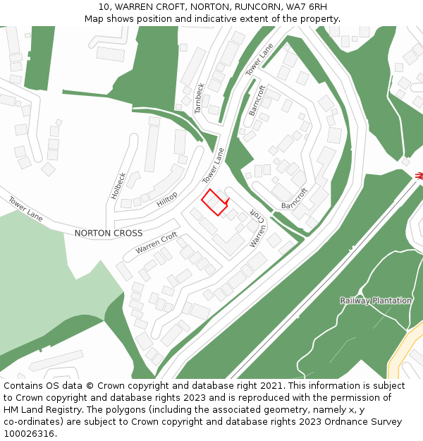 10, WARREN CROFT, NORTON, RUNCORN, WA7 6RH: Location map and indicative extent of plot