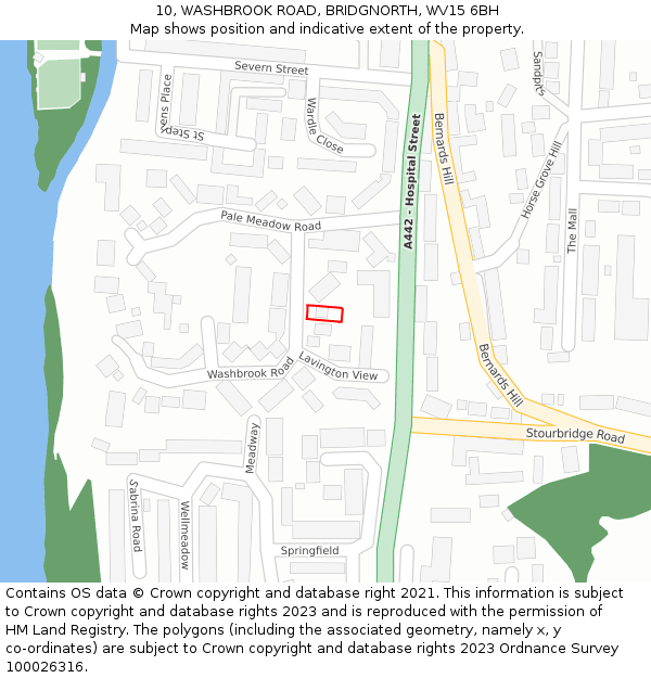 10, WASHBROOK ROAD, BRIDGNORTH, WV15 6BH: Location map and indicative extent of plot