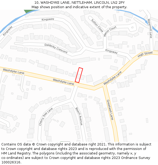 10, WASHDYKE LANE, NETTLEHAM, LINCOLN, LN2 2PY: Location map and indicative extent of plot