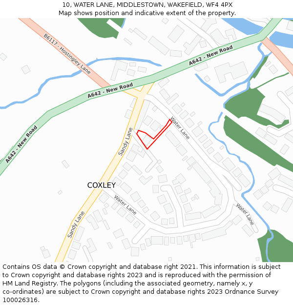 10, WATER LANE, MIDDLESTOWN, WAKEFIELD, WF4 4PX: Location map and indicative extent of plot