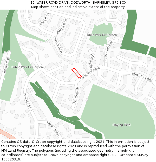 10, WATER ROYD DRIVE, DODWORTH, BARNSLEY, S75 3QX: Location map and indicative extent of plot