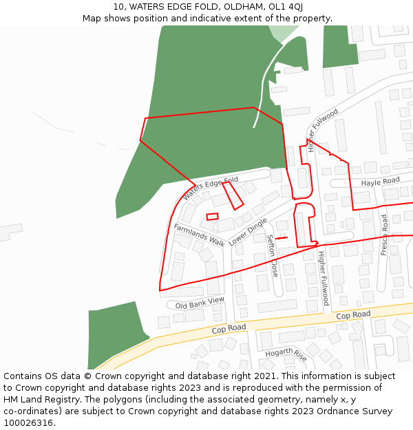 10, WATERS EDGE FOLD, OLDHAM, OL1 4QJ: Location map and indicative extent of plot