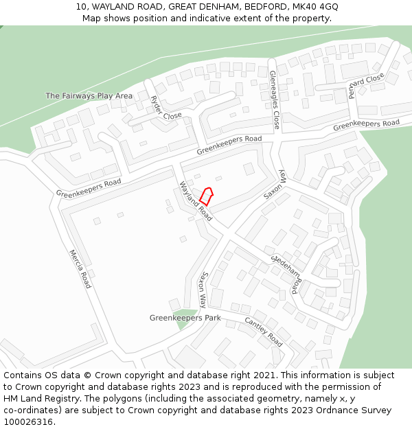 10, WAYLAND ROAD, GREAT DENHAM, BEDFORD, MK40 4GQ: Location map and indicative extent of plot