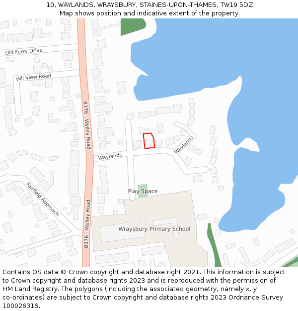 10, WAYLANDS, WRAYSBURY, STAINES-UPON-THAMES, TW19 5DZ: Location map and indicative extent of plot