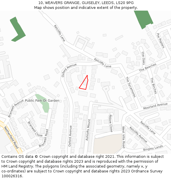 10, WEAVERS GRANGE, GUISELEY, LEEDS, LS20 9PG: Location map and indicative extent of plot