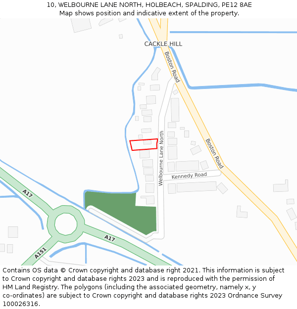 10, WELBOURNE LANE NORTH, HOLBEACH, SPALDING, PE12 8AE: Location map and indicative extent of plot