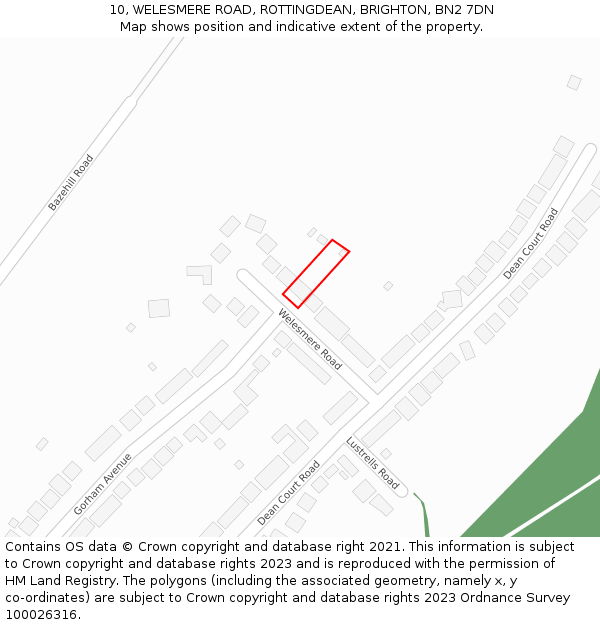 10, WELESMERE ROAD, ROTTINGDEAN, BRIGHTON, BN2 7DN: Location map and indicative extent of plot
