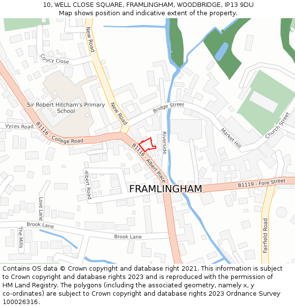 10, WELL CLOSE SQUARE, FRAMLINGHAM, WOODBRIDGE, IP13 9DU: Location map and indicative extent of plot