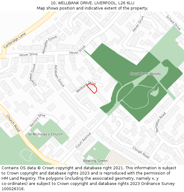 10, WELLBANK DRIVE, LIVERPOOL, L26 6LU: Location map and indicative extent of plot