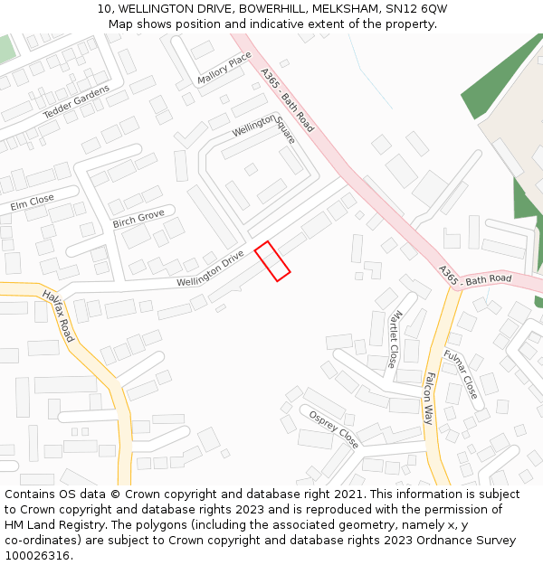 10, WELLINGTON DRIVE, BOWERHILL, MELKSHAM, SN12 6QW: Location map and indicative extent of plot