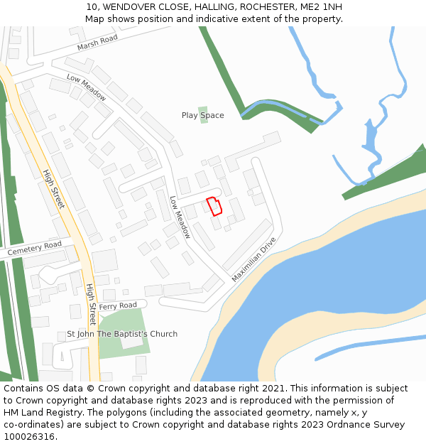 10, WENDOVER CLOSE, HALLING, ROCHESTER, ME2 1NH: Location map and indicative extent of plot