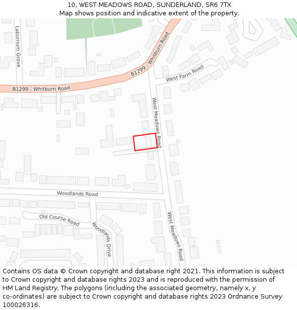 10, WEST MEADOWS ROAD, SUNDERLAND, SR6 7TX: Location map and indicative extent of plot