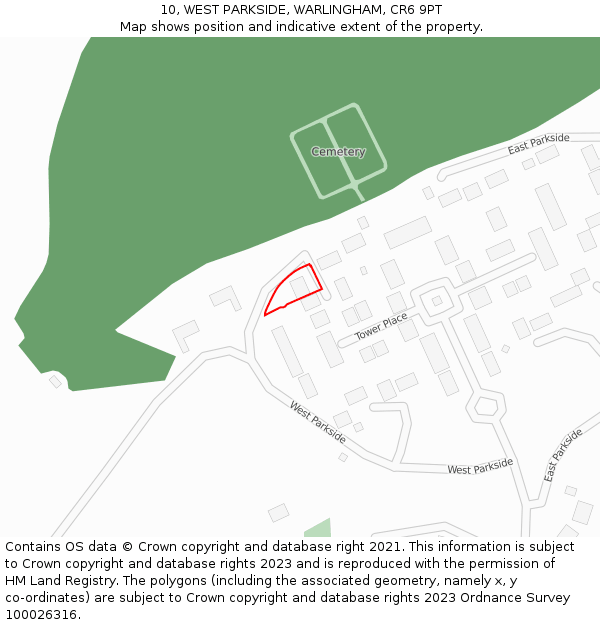 10, WEST PARKSIDE, WARLINGHAM, CR6 9PT: Location map and indicative extent of plot