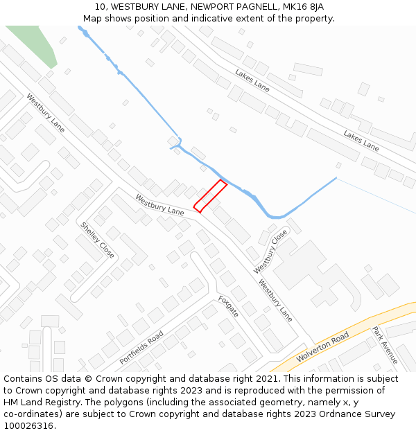 10, WESTBURY LANE, NEWPORT PAGNELL, MK16 8JA: Location map and indicative extent of plot