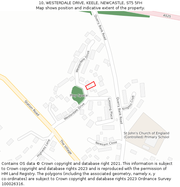 10, WESTERDALE DRIVE, KEELE, NEWCASTLE, ST5 5FH: Location map and indicative extent of plot