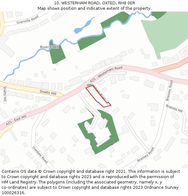 10, WESTERHAM ROAD, OXTED, RH8 0ER: Location map and indicative extent of plot