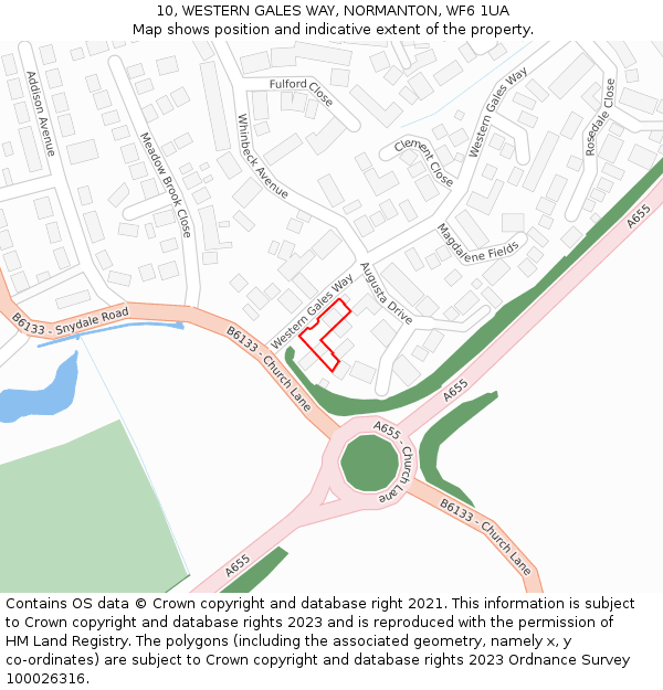 10, WESTERN GALES WAY, NORMANTON, WF6 1UA: Location map and indicative extent of plot