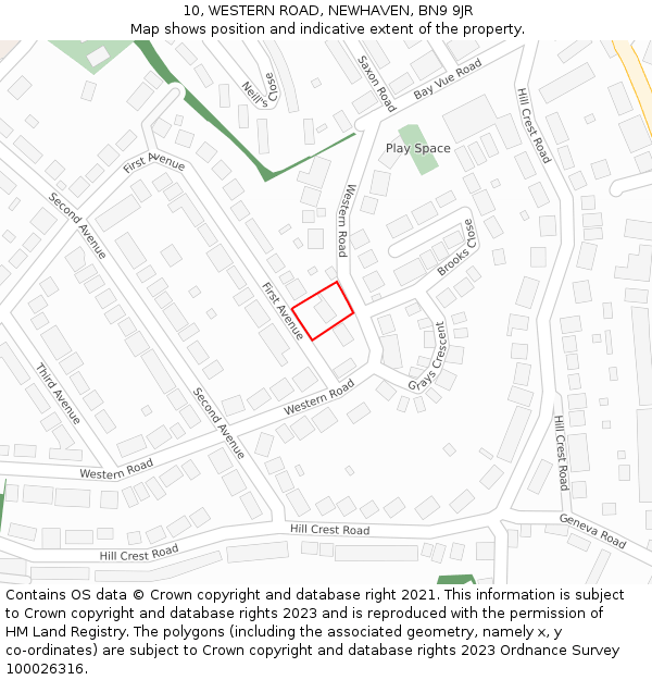 10, WESTERN ROAD, NEWHAVEN, BN9 9JR: Location map and indicative extent of plot