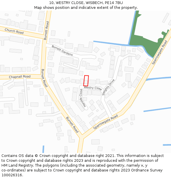 10, WESTRY CLOSE, WISBECH, PE14 7BU: Location map and indicative extent of plot