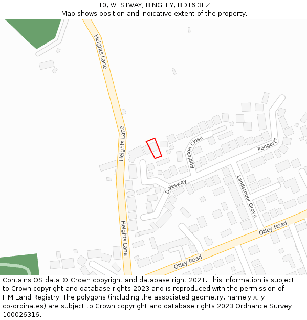 10, WESTWAY, BINGLEY, BD16 3LZ: Location map and indicative extent of plot