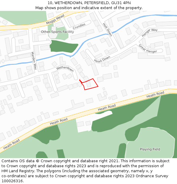 10, WETHERDOWN, PETERSFIELD, GU31 4PN: Location map and indicative extent of plot