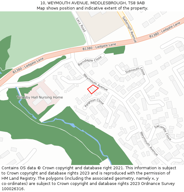 10, WEYMOUTH AVENUE, MIDDLESBROUGH, TS8 9AB: Location map and indicative extent of plot