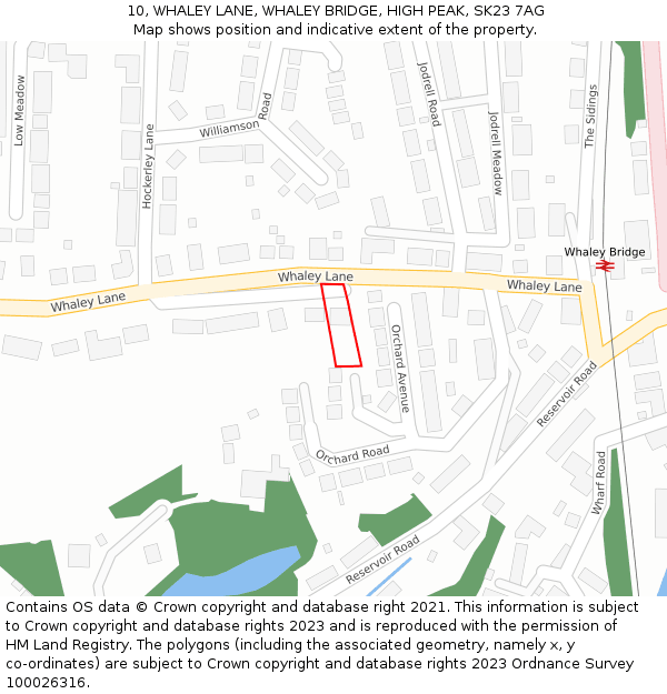 10, WHALEY LANE, WHALEY BRIDGE, HIGH PEAK, SK23 7AG: Location map and indicative extent of plot