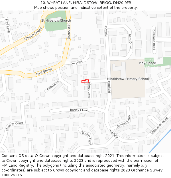 10, WHEAT LANE, HIBALDSTOW, BRIGG, DN20 9FR: Location map and indicative extent of plot