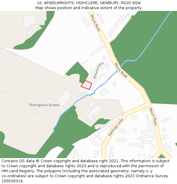 10, WHEELWRIGHTS, HIGHCLERE, NEWBURY, RG20 9QW: Location map and indicative extent of plot