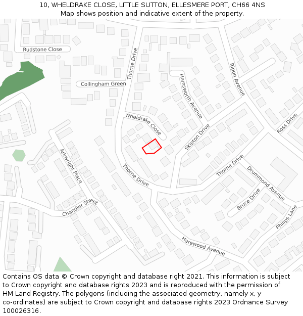 10, WHELDRAKE CLOSE, LITTLE SUTTON, ELLESMERE PORT, CH66 4NS: Location map and indicative extent of plot