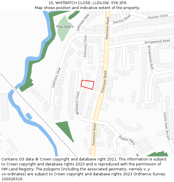 10, WHITBATCH CLOSE, LUDLOW, SY8 2PA: Location map and indicative extent of plot