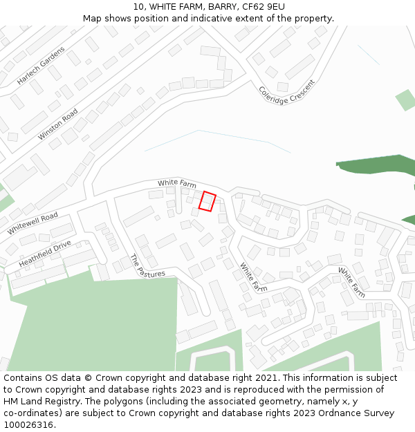 10, WHITE FARM, BARRY, CF62 9EU: Location map and indicative extent of plot