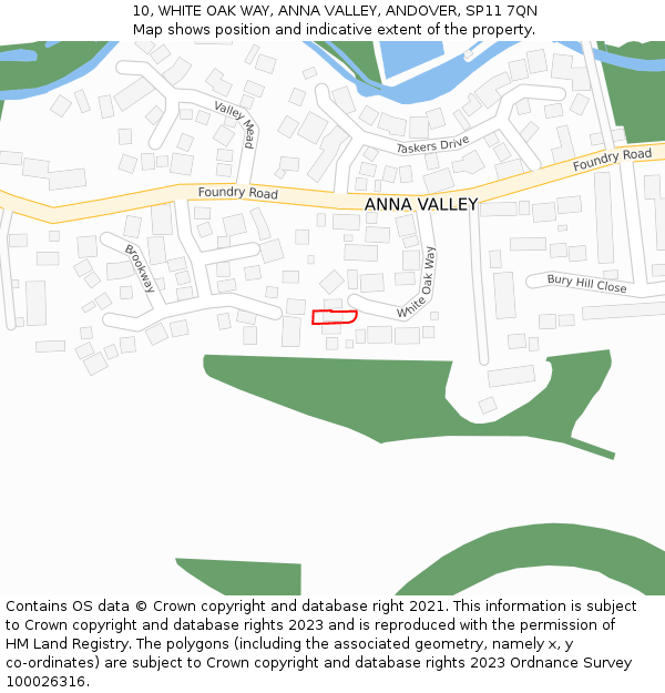 10, WHITE OAK WAY, ANNA VALLEY, ANDOVER, SP11 7QN: Location map and indicative extent of plot