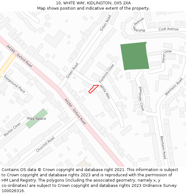 10, WHITE WAY, KIDLINGTON, OX5 2XA: Location map and indicative extent of plot