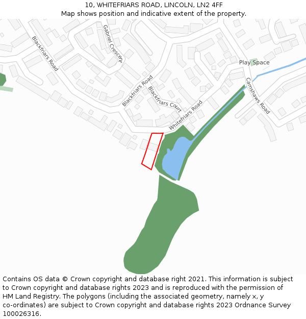 10, WHITEFRIARS ROAD, LINCOLN, LN2 4FF: Location map and indicative extent of plot