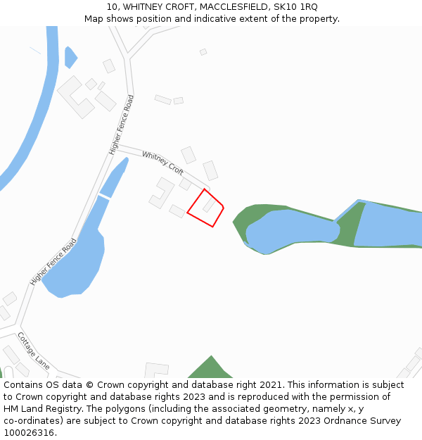 10, WHITNEY CROFT, MACCLESFIELD, SK10 1RQ: Location map and indicative extent of plot