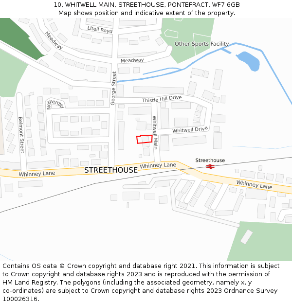 10, WHITWELL MAIN, STREETHOUSE, PONTEFRACT, WF7 6GB: Location map and indicative extent of plot